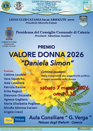 Catania, premio “Valore Donna”: domani l’incontro in aula consiliare
