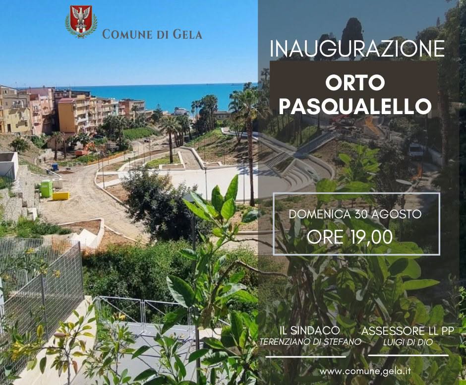 GELA, DOMANI L’INAUGURAZIONE DELL’ORTO PASQUALELLO – IL GIARDINO DELLA CITTÀ