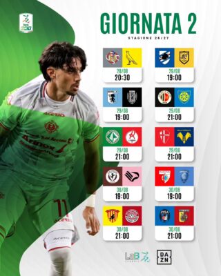 Serie B : I risultati della 2^ giornata. 28-29-30/08/2026