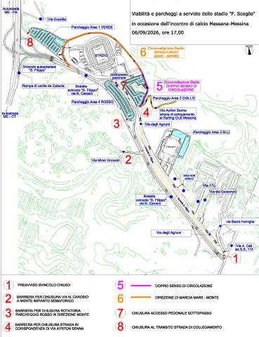 “Messana Riviera ASD -ACR Messina 1990” allo stadio Franco Scoglio: domenica 6 settembre modifiche alla viabilità